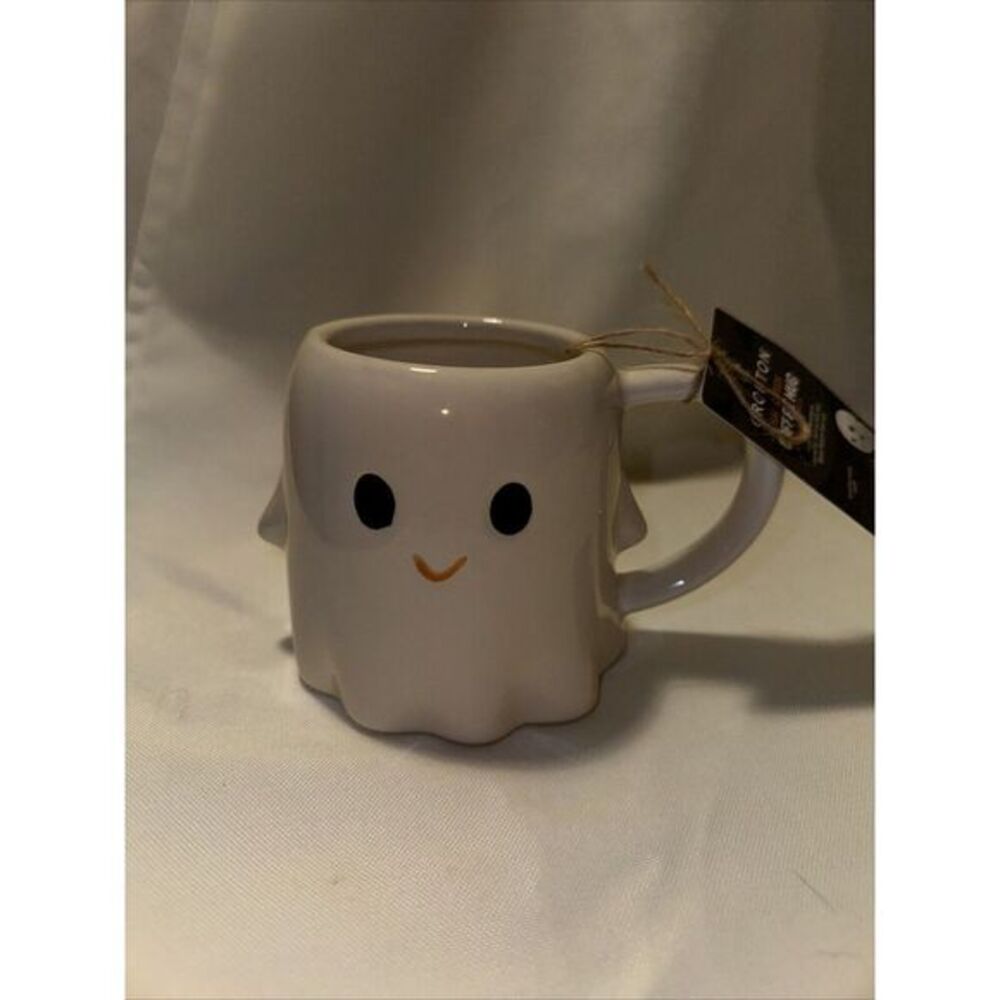 3-D Ghost Mug Stoneware from Crofton Halloween NEW set of 4
